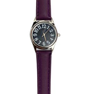 Stainless steel and quartz purple watch